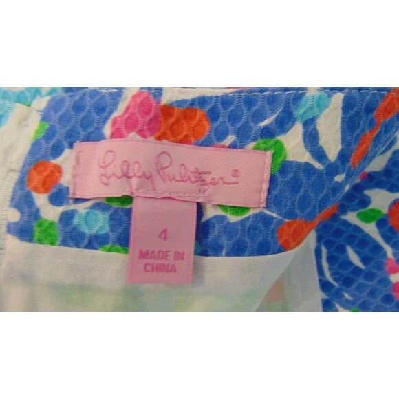 Lilly Pulitzer Floral Skirt Lined Womens Size 4 Knee Cotton Preppy Resort A line - Picture 8 of 9